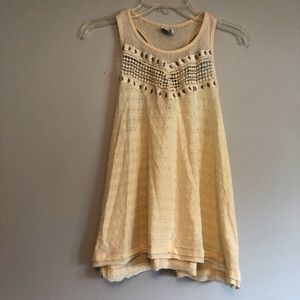 Paper Crane BoHo style Crochet tank top, Size Medium, cream colored, beaded